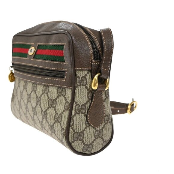 GUCCI Logo Sherry GG pattem Shoulder Bag PVC Leather Brown GHW Italy 34KB464 - Picture 2 of 16